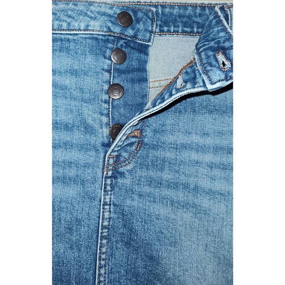 Old Navy Denim Skirt Womens 18 Button Fly Raw Hem distressed Straight - Picture 3 of 7